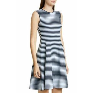 AKRIS PUNTO Striped Knit Fit & Flare Dress